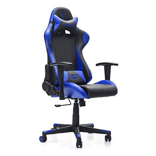 Woxter Stinger Station Silla gaming, eje acero, sistema de levantamiento, gas pistón clase 4, ergonómica, reposabrazos 2D, altura/inclinación ajustable, cojín lumbar/cervical, blue