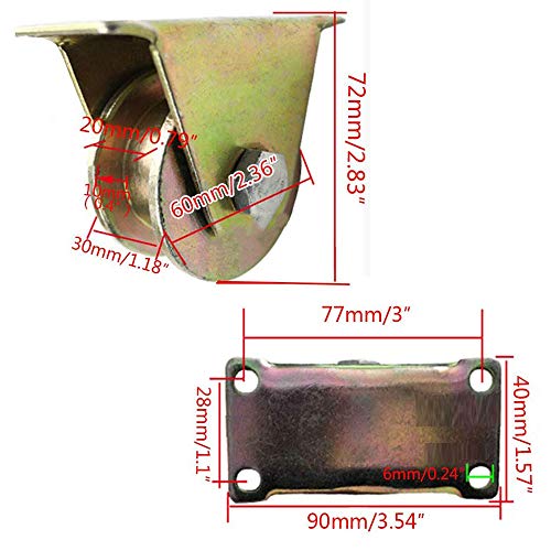 WQSQ Ruedas De Metal para Trabajo Pesado Ruedas Fijas Ruedas De Repuesto De 60/80/100mm con Placa, 4 Ruedas Antiguas Capacidad De Carga - 600 Kg