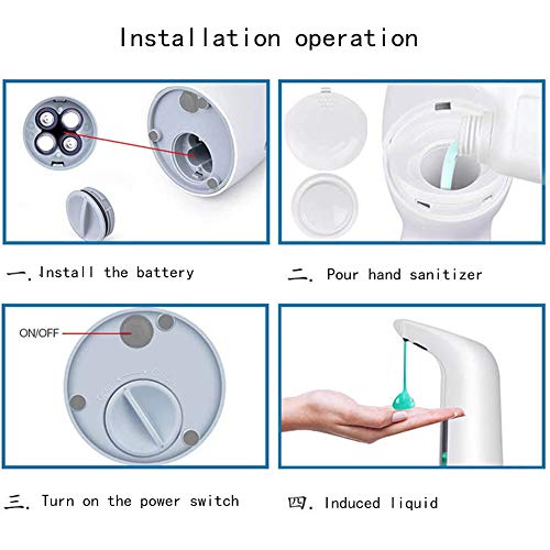 wuxafe Dispensador Jabon Automático 400 Ml De Jabon Electrico Desinfectante Manos con Sensor Infrarrojo Dispensador Jabón Sin Contacto para Baño Y Cocina