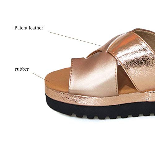 wxyfl Sandalias de Plataformas Mujeres Chanclas Playa Corrector de Juanetes Ortopédico Zapatos Ortopédicos Suela Gruesa Sandalias Casuales de Corrección del Dedo del Pie,Oro,39