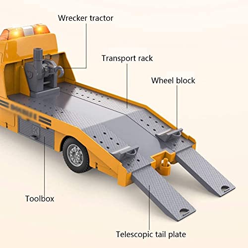 WYJJ Camión de Remolque Grande RC 1:18 Coche de Control Remoto para niños Juguete de Transporte RC 2.4G Camión de construcción Tractor con Luces y Sonido Camión de Juguete RC para niños, niñas y