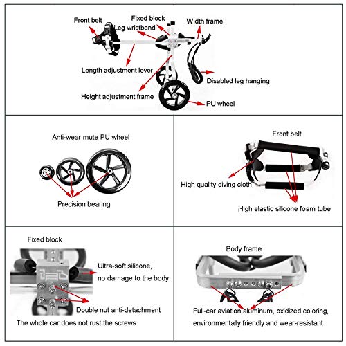 WYZXR Anciano, Gato, Mascota, Patinete, Silla de Ruedas, Patas traseras, Carrito eléctrico, 2 Ruedas, Ajustable, Carrito de rehabilitación de Animales discapacitados para Perros Grandes, medianos y p