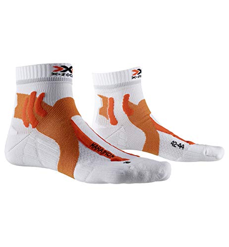 X-Socks Marathon Socks, Hombre, Arctic White/Dark Ruby, 39-41