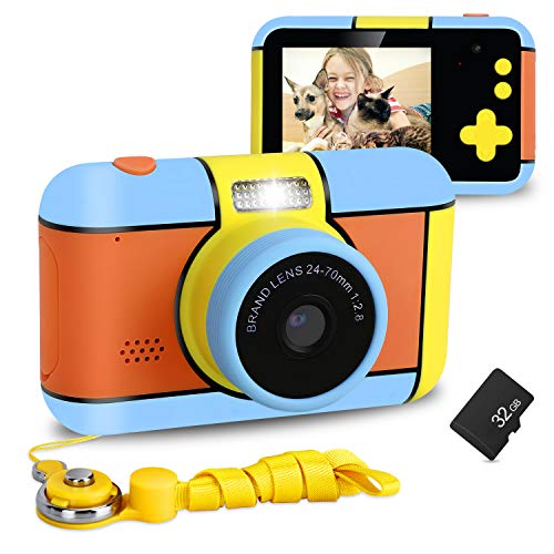 XDDIAS Cámara de Fotos para Niños, Infantil Cámara Digital con 32GB Tarjeta de Memoria y Pantalla de 2.4 Pulgadas, Videocámaras Juguetes para Niñas Cumpleaños Regalo (Naranja)