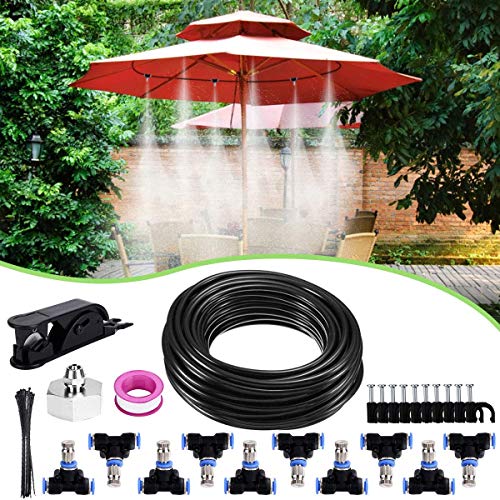 XDDIAS Kit Nebulizador Jardin, Sistema de Nebulizacion para Terraza Pergola Exterior, DIY Enfriamiento Nebulizadores con 10 Boquilla (10M)