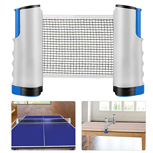 XDDIAS Red de Tenis de Mesa, Repuesto Portátil Retráctil Table Tennis Net - Ping Pong Net para Entrenamiento Abrazaderas, Longitud ajustable 200 (max) x 14.5cm