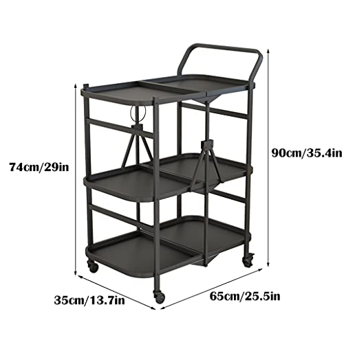 XIANGE100-SHOP Carretillas Carrito de Almacenamiento de Cocina Enrollable, Carrito de 3 Camas de Barras con Ruedas con Llave con Llave, Plegable Utility Beverage Carrito para el hogar, Restaurante