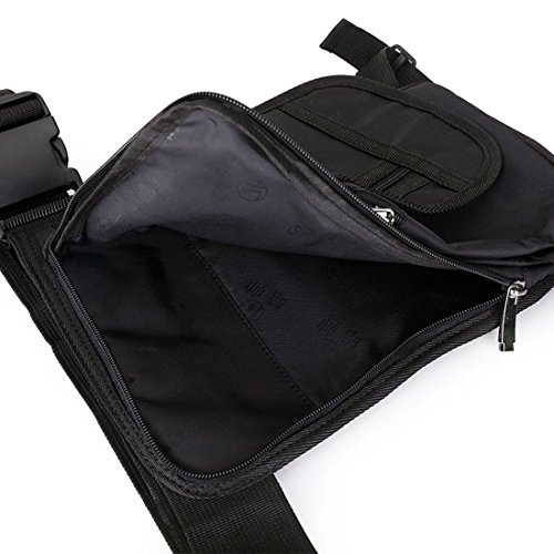 Xieben Nylon Táctica Bolsa De Pierna para Hombre Mujere Motocicleta Crossbody Hombro Bolso de Cintura Riñonera Fanny Pack Paquete Montar Viajes Senderismo Ciclismo Táctico Negro