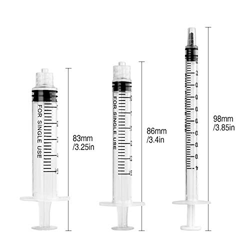 XINDA Jeringas de uso industrial (5 ml, 3 ml, 1 ml cada 10 unidades) Jeringas con agujas de punta roma, tapas de almacenamiento y tapones para jeringas