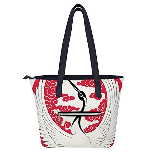 Xingruyun Bolsos De Mujer Grua Bolsos De Mano Impresión Bolsos Bandolera Gran Capacidad Bolso De Hombro 34x29x14cm