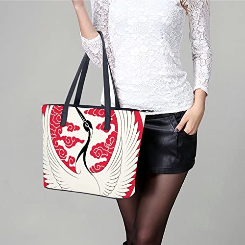 Xingruyun Bolsos De Mujer Grua Bolsos De Mano Impresión Bolsos Bandolera Gran Capacidad Bolso De Hombro 34x29x14cm