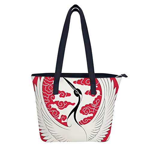 Xingruyun Bolsos De Mujer Grua Bolsos De Mano Impresión Bolsos Bandolera Gran Capacidad Bolso De Hombro 34x29x14cm