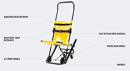 XINYUDAGE Silla de evacuación con Funda y Soporte Ambulancia Bombero Escalera elevadora Ligera de Aluminio Silla de traslado para una Sola Persona Iteration