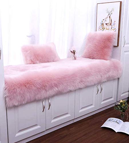 XINYUKEJI Ornamentales Fundas de Almohada Decorativa Cojín Cordero Piel sintética Pelo Largo Almohada de imitación, sofá Cuddly Cojín de (Rosa)