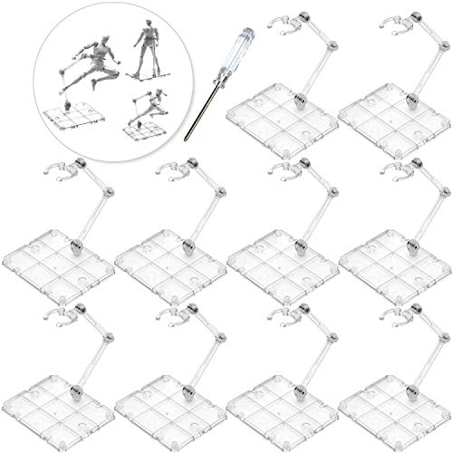 XISTEST Soporte Figura, 10 Piezas Soporte para Figura de Acción con 1 Piezas Destornillador Transparente