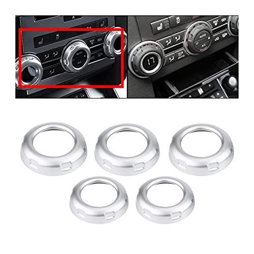 xiuxiu 5 unids Chrome Car Car Volumen y Aire Acondicionado Botones Botón Tapa de Ajuste Fit para Land Rover Discovery 4 LR4 2009 2010 2011 2012 2013-2016