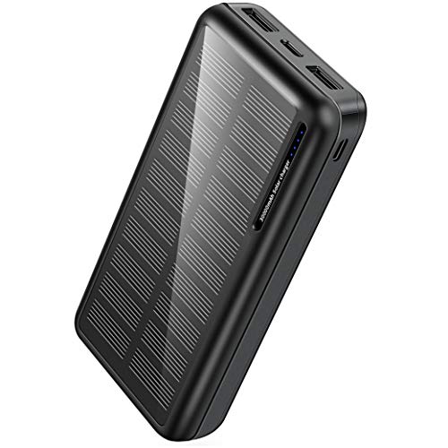 Xiyihoo Power Bank Solar 30000mAh,Cargador Solar Portatil con 2 Salidas USB y Ingreso Micro USB USB-C,Cámping Batería Externa Moviles Compatible con iPhone, Samsung Galaxy, Huawei, Xiaomi