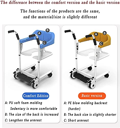 XJJY Máquina de Ascensor de Pacientes, Silla de Ruedas con Movilidad Reducida, Anciano Silla de Ruedas de enfermería, Handicap Silla de Inodoro Paciente multifunción multifunción,Comfortable Version