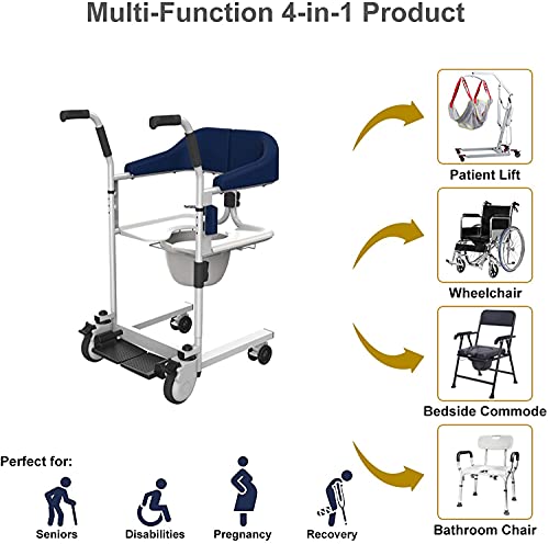 XJJY Silla anciana portátil de Viaje para Silla de Ruedas para el hogar, Silla de Ducha con Ruedas, Ascensor de baño con cinturón de Seguridad, cojín, Asiento de Inodoro,Verde