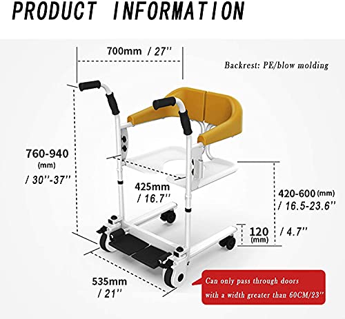 XJJY Silla anciana portátil de Viaje para Silla de Ruedas para el hogar, Silla de Ducha con Ruedas, Ascensor de baño con cinturón de Seguridad, cojín, Asiento de Inodoro,Verde