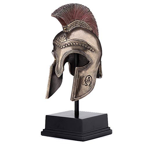 XoticBrands Escultura griega de casco de hoplita en pie