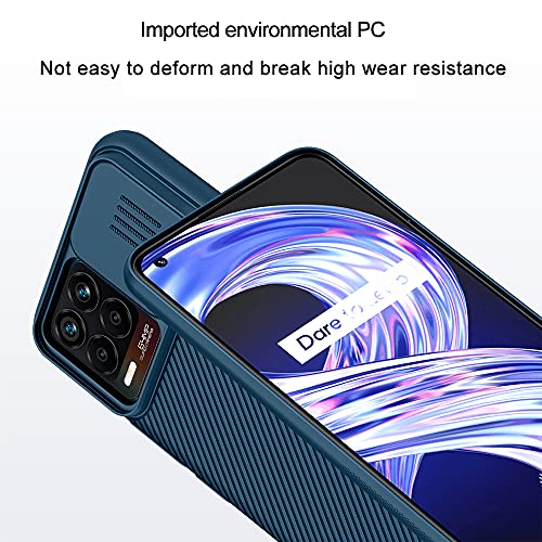 XTCASE Funda para Realme 8 Pro/Realme 8 4G, Protección de la cámara Carcasa Cubierta de cámara Deslizante Proteger Ultra-Delgado Híbrida PC Anti-Choque Anti-arañazos - Azul