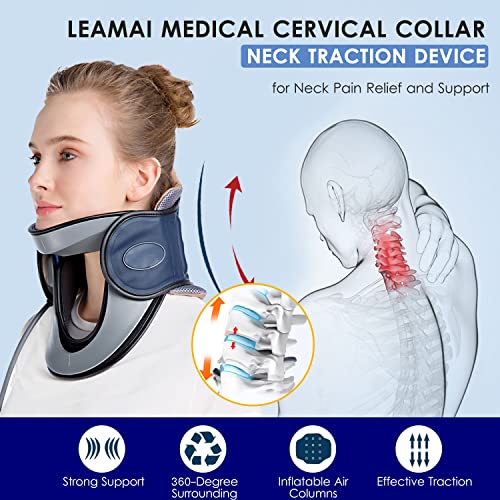 XWZ Tractor De Vértebra Cervical para El Cuello, Masajeador Médico para El Cuello Y La Espalda, Dispositivo De Tracción Cervical Inflable Portátil para Aliviar El Dolor, Uso En El Hogar