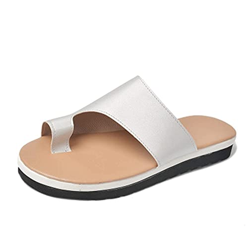 XXSHN Sandalias Planas cómodas para Mujer con Soporte de Arco, Zapatillas de Viaje para la Playa de Verano, Zapatos para corrección de Huesos del Dedo Gordo del pie, Corrector ortopédico de juanetes,