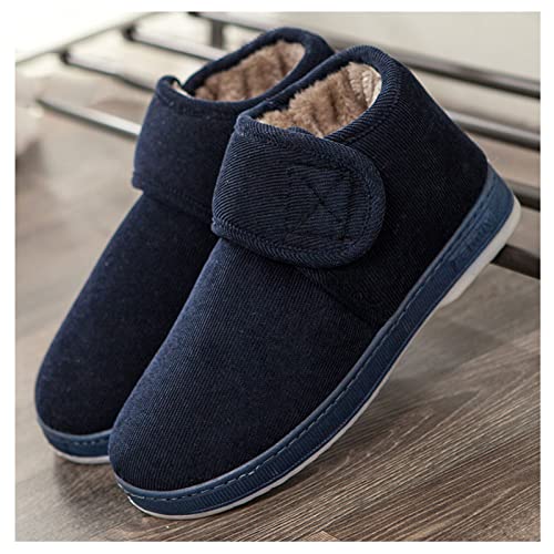 Yadlan Calzado para Mujer para Pies Hinchados, Diabéticos Casa Zapatilla Invierno Piel Forrado Cálida Zapatos, Antideslizante Zapatos Planos para Personas de Mayores(Size:38,Color:Azul)