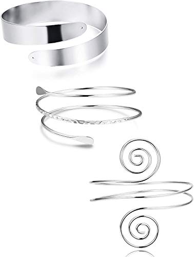 YADOCA 3 Piezas Minimalista Bobina de Metal Brazalete Superior Brazalete Brazo Abierto Brazalete de la Pulsera para Las Mujeres