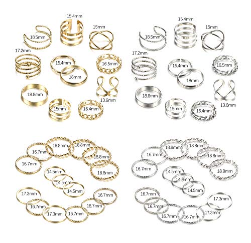 YADOCA 52 Piezas Juego Anillos Mujer Boho Pulgar Midi Simples Anillo Vintage Anillos Nudillos Set Anillos Plata Oro para Mujeres Niñas