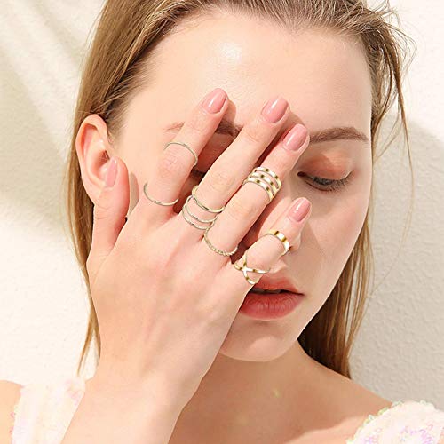 YADOCA 52 Piezas Juego Anillos Mujer Boho Pulgar Midi Simples Anillo Vintage Anillos Nudillos Set Anillos Plata Oro para Mujeres Niñas