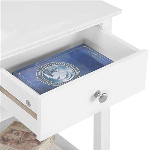 Yaheetech 2 Piezas Mesita de Noche Mesa Auxiliar Blanca con Cajón Armario Mesita para Dormitorio 40x30x60 cm