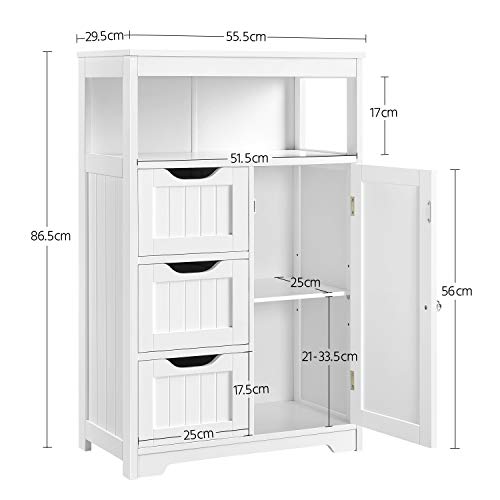 Yaheetech Armario Baño Columna con 4 Cajones 55x29x86cm Armario Baño Suelo Madera Mueble de Baño Alto para Lavabo Organizador Blanco