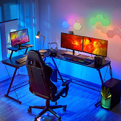 Yaheetech Mesa Escritorio Esquina para Gaming Escritorio Esquinero Grande con Soporte Monitor Mesa de Ordenador de Esquina para Oficina Despacho Negro 162,5 x 130 x 96,5 cm