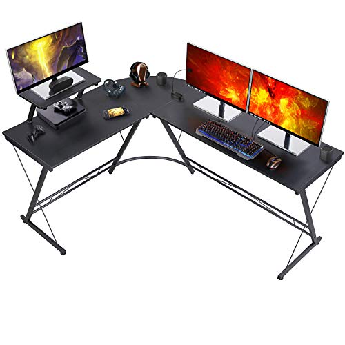 Yaheetech Mesa Escritorio Esquina para Gaming Escritorio Esquinero Grande con Soporte Monitor Mesa de Ordenador de Esquina para Oficina Despacho Negro 162,5 x 130 x 96,5 cm