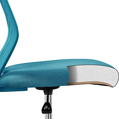 Yaheetech Silla Escritorio de Oficina Ergonómica Silla Giratoria Altura Ajustable sin Reposabrazos Asiento Malla Azul