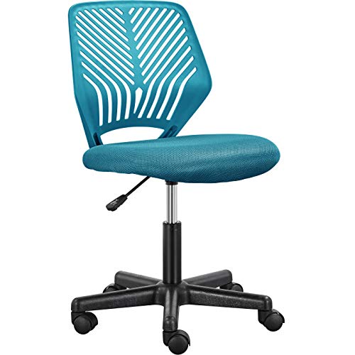 Yaheetech Silla Escritorio de Oficina Ergonómica Silla Giratoria Altura Ajustable sin Reposabrazos Asiento Malla Azul