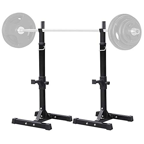 Yaheetech Soporte para Pesas Sentadillas Ajustable Soporte Pesas y Mancuernas Estante Barra Levantamiento Pesas Gimnasio MAX 200 KG