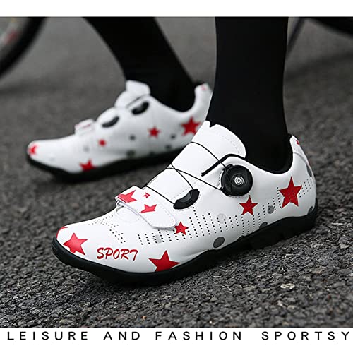 YANE Zapatos Blancos para Bicicleta Carretera para Adolescentes Hombres Y Mujeres Zapatos Ciclismo con Bloqueo SPD para Zapatos Bicicleta Montaña Exteriores/Interiores,40 Mountain Soles