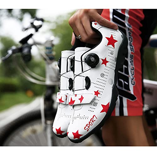 YANE Zapatos Blancos para Bicicleta Carretera para Adolescentes Hombres Y Mujeres Zapatos Ciclismo con Bloqueo SPD para Zapatos Bicicleta Montaña Exteriores/Interiores,40 Mountain Soles