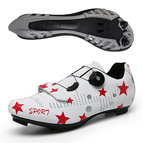 YANE Zapatos Blancos para Bicicleta Carretera para Adolescentes Hombres Y Mujeres Zapatos Ciclismo con Bloqueo SPD para Zapatos Bicicleta Montaña Exteriores/Interiores,40 Mountain Soles