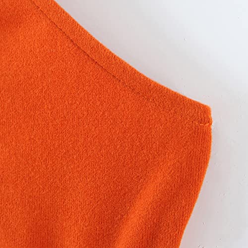 YANFANG Camiseta Mujer Talla Grande Estampado,Sexy Vendaje Halter Crop Top Mangas Backless Club Party Shirt Chi Wrap Tops,Camisetas Manga Corta Deporte,Camiseta,Naranja,L