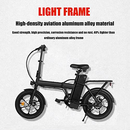 YAOLAN Bicicleta Eléctrica Plegable, Ciclomotor Eléctrico Asistido, 16" Bicicleta eléctrica de Montaña para Adultos, 25 km/h, Extraíble Batería de Litio de 36V 7.5 AH, Capacidad de Carga de 120 kg