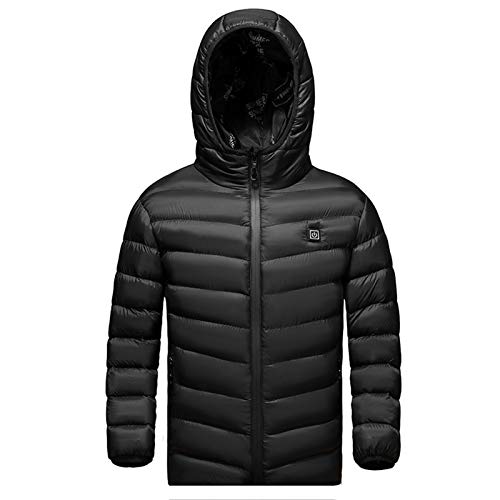 YAR-DRESS 2020 Niños Abrigo Eléctrico Calentado Chaquetas Chaleco Abajo Algodón al aire libre Capa USB de Calefacción Eléctrica con Capucha de Invierno Calentador, negro, 120