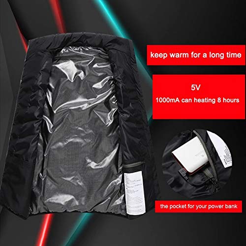 YAR-DRESS 2020 Niños Abrigo Eléctrico Calentado Chaquetas Chaleco Abajo Algodón al aire libre Capa USB de Calefacción Eléctrica con Capucha de Invierno Calentador, negro, 120