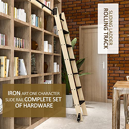 YDYFC Hardware de Carril de la Escalera Enrollable 3.3ft-20ft,Biblioteca de la Puerta del Granero Deslizante retráctil para Loft/Home/Interior/librero,(sin Escalera) Redondo Tubo de la Escalera móvil