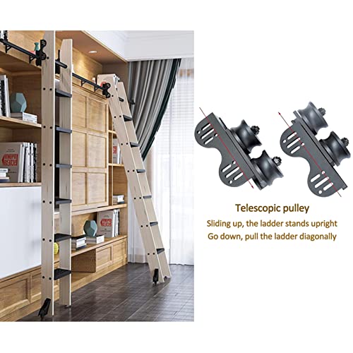 YDYFC Hardware de Carril de la Escalera Enrollable 3.3ft-20ft,Biblioteca de la Puerta del Granero Deslizante retráctil para Loft/Home/Interior/librero,(sin Escalera) Redondo Tubo de la Escalera móvil