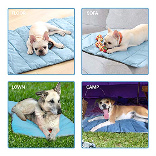 YGJT Cama para Perros Grande / Mediana Impermeable, Colchón Perros Gatos Lavable y Suave, Manta de Picnic Familiar Multifuncional para Uso Interior y Exterior, 110x68cm, Azul