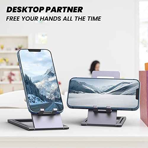 YIFACOOM Soporte Móvil Mesa, Soporte Móvil Plegable Aluminio Ajustable Multiángulo, Soporte Dock Base Portátil para iPhone 13 12 Mini 12 Pro MAX 11 SE, Xiaomi Redmi 9S 8 Pro y Otras Smartphones